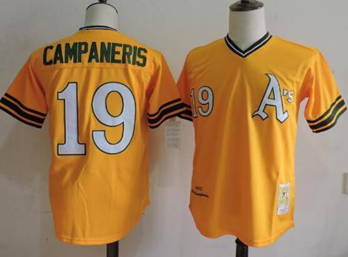 Mitchell And Ness Athletics #19 Bert Campaneris Yellow Throwback Stitched MLB Jersey
